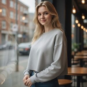 GILDAN Gray Cropped Sweatshirt